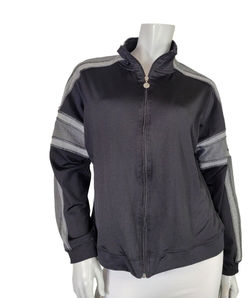 IACTIVE WMS LG Sweatshirt Full Zip Black & Grey Athleisure